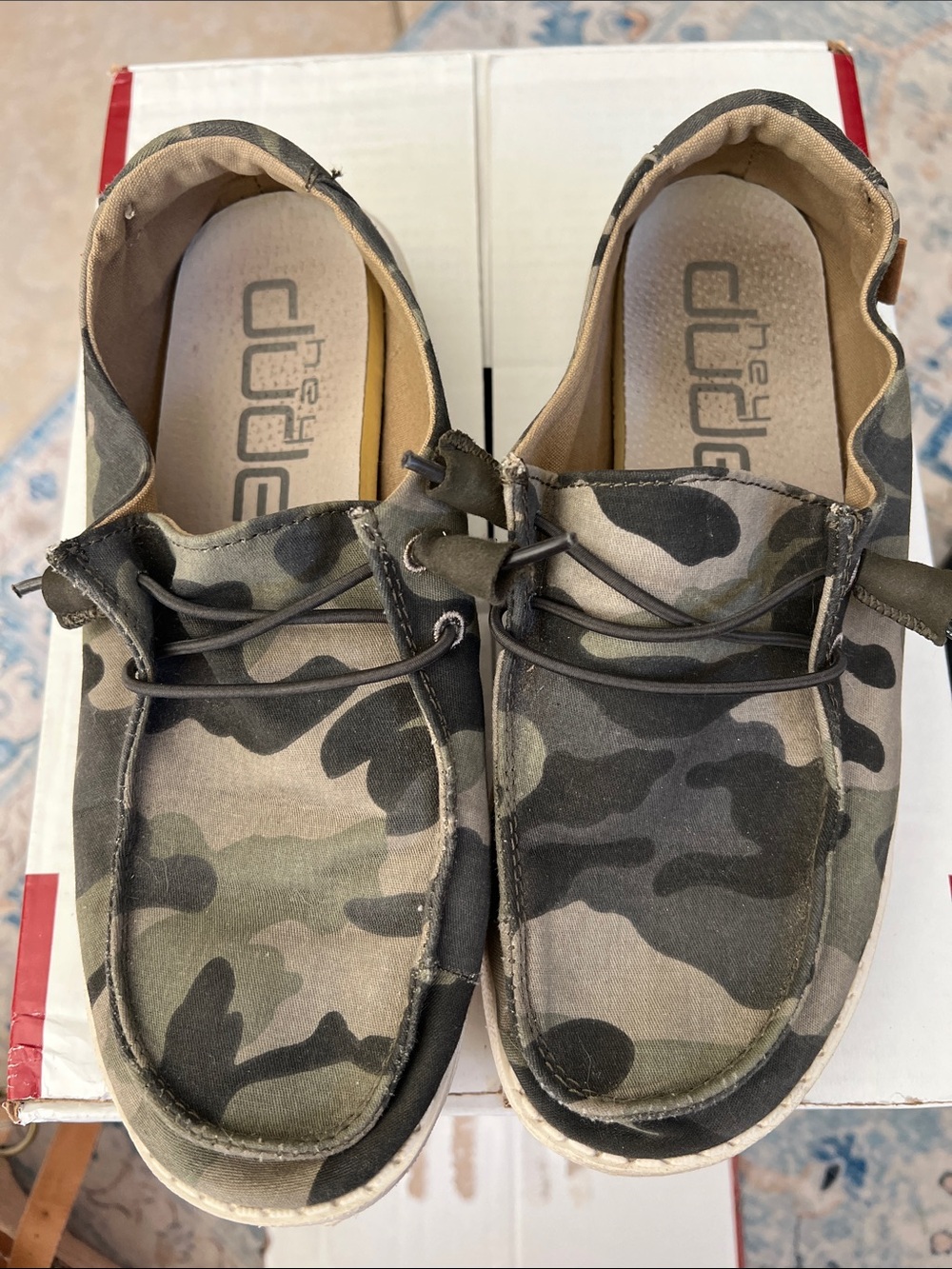 Hey dude slip on camo size 7